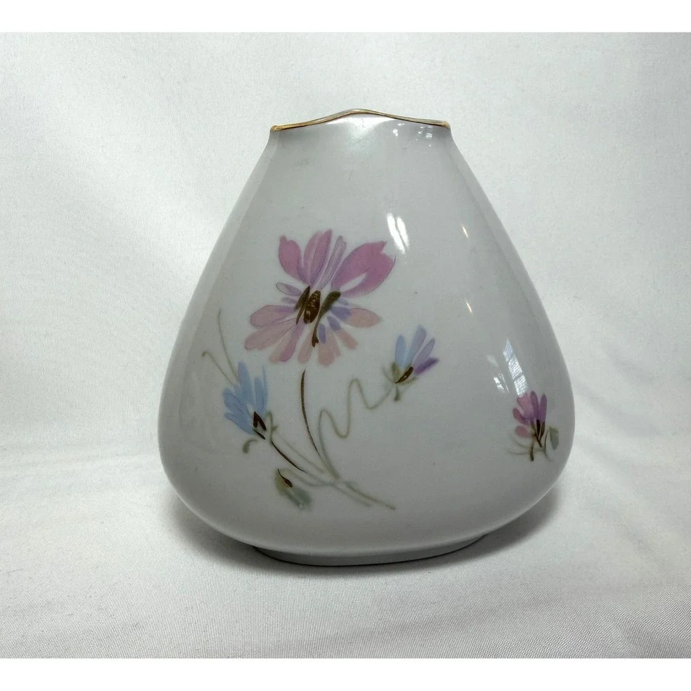 PMR Bavaria Jaeger & Co Golden Crown E&R Floral Porcelain Bud Vase Germany 1031
